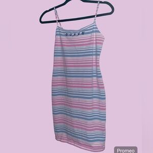 GUESS Pink & Blue Stripped Bodycon Dress